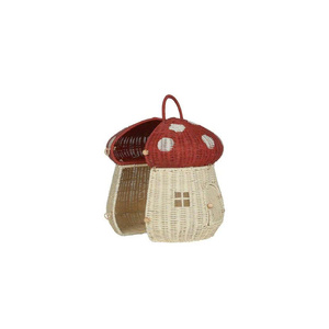 Foldable Rattan Mushroom House Kids Toy Storage Basket Montessori Playroom Storage Organizer Handmade Natural Wicker Nursery - Product Image 2