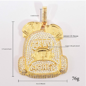 Colgante de Bolsa de Dinero con Incrustaciones de Diamantes Moissanite, Acabado en Oro y Plata, Joyería Hip Hop - Product Image 6