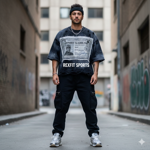 T-shirts courts délavés au soleil avec strass personnalisés, logo brodé vieilli, coupés et cousus, en matière de qualité supérieure, à épaules tombantes - Product Image 2