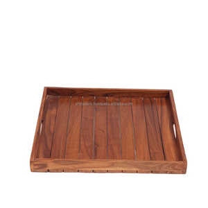 Juego de bandejas de madera elegantes de grandeza rústica, bandeja de servicio hecha a mano de madera de Acacia Mango y Sheesham para decoración de mesa de lujo y Hotel en casa - Product Image 1