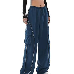 Pantalones Anchos de Mujer al por Mayor, de Cintura Alta, Largos, con Logotipo Personalizado, Estilo Urbano, Joggers de Pierna Ancha, Pantalones Cargo para Mujer - Product Image 5