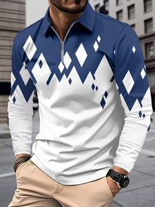 <b>Men's</b> Stylish <b>Long</b>-<b>Sleeved</b> for Polo <b>Shirt</b> Breathable Knitted Fabric 3D Versatile Fashionable Exudes Elegance for Casual - Product Image 6
