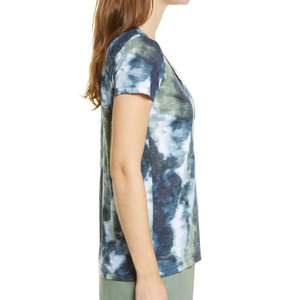 Camiseta Tie-Dye para Mujer, Nueva Llegada, con Logotipo Personalizado, Corte Ajustado, Cuello en V, Transpirable, 100% Algodón, Venta al Por Mayor - Product Image 4
