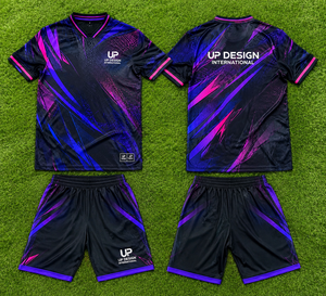 ชุดเสื้อฟุตบอลและกางเกงขาสั้นสีม่วงดำแบบซับลิเมชั่น ระบายอากาศได้ดี ผลิตจากโพลีเอสเตอร์ ชุดยูนิฟอร์มทีมฟุตบอล ชุดกีฬา - Product Image 6