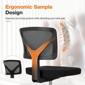 Sedia da Ufficio Ergonomica Senza Braccioli in Rete con Supporto Lombare, Girevole e con Rotelle - Product Image 5