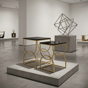 Modern <b>Gold</b>-Plated <b>Sofa</b> End Table - Sleek Stainless Steel Frame with Clear Tempered Glass - Product Image 3