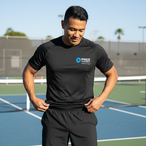 Custom Logo Mens Mesh Panel Pickleball <b>T</b> Shirt Zoned Ventilation Short Sleeve O Neck Breathable Quick Dry Knitted Sports Tee OEM - Product Image 1