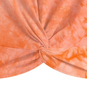 Camiseta Corta Tie Dye para Mujer, con Nudo en la Parte Delantera, Manga Corta, Informal, Verano, Moda, Ajustada, Top Moderno - Product Image 4