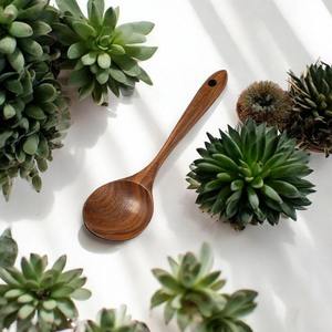 Ensemble de 2 cuillères à salade en bois mignonnes, manche à pois noir et blanc, ustensile de cuisine pour la maison, couverts de table - Product Image 5