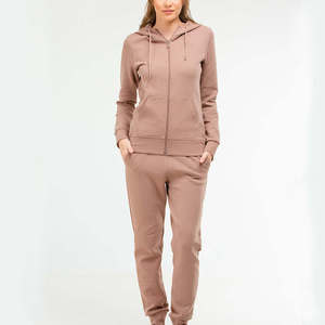 <b>Women's</b> 2 Piece Zip Up Sweat <b>Suits</b> Fall <b>Lounge</b> Set Oversized Hoodie Wide Leg Sweatpants Airport Travel Outfits Bulk Price Custom - Product Image 1