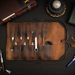 Étui à outils en cuir pleine fleur de qualité supérieure, enroulable, pour charpentier, menuisier, artisan, vente en gros OEM. - Product Image 4