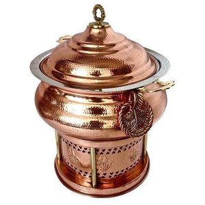 Bol en cuivre pur poli avec poignée et couvercles, idéal pour servir à la maison, ustensile de cuisine en métal pour la cuisine - Product Image 3