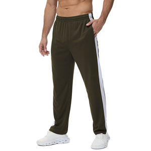 <b>Men's</b> Black Sweatpants With <b>White</b> Side Stripe Elastic Waist Casual <b>Pants</b> Breathable Knitted Midweight Trouser For <b>Men</b> - Product Image 4