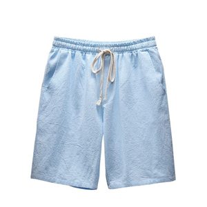 Ensemble t-shirt et short en coton uni pour homme, décontracté, respirant, pour l'été, col Henry, tissu tissé - Product Image 6