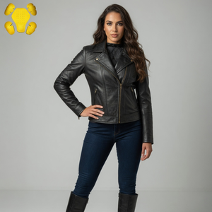 Women Armored Motorcycle Leather <b>Jacket</b> Ladies <b>Biker</b> Riding Protection <b>Jacket</b> Motorbike Safety Gear - Product Image 1