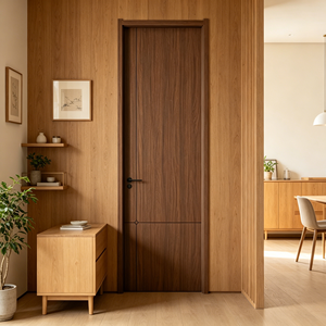 Fabricant OEM, porte intérieure en bois MDF de haute qualité, design intérieur, porte plate en contreplaqué, porte finition mélamine pour projet - Product Image 3