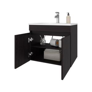 Meuble de salle de bain à 2 portes en wengue avec un design unique - Product Image 6