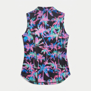 Polo sans manches pour femme, design sublimation, couleur unie, séchage rapide, style sportif, avec fermeture éclair quart de tour. - Product Image 5