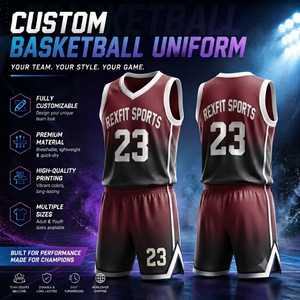 Ensemble d'uniformes de basketball personnalisés Rexfit Sports, maillot et short imprimés par sublimation, vêtements de sport respirants pour hommes, femmes et jeunes - Product Image 1