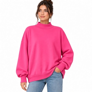 Casual Oversized Mockneck Sweatshirt Loose Fit Long Sleeve <b>Top</b> Relaxed Pullover Clothing Modern Everyday Streetwear Wholesale - Product Image 2