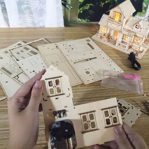 Puzzle 3D in Legno Sweet Home, Carillon Artigianale, Kit Casa delle Bambole in Miniatura, Luci Notturne LED, Prodotto Unico Fai-da-Te - Product Image 5