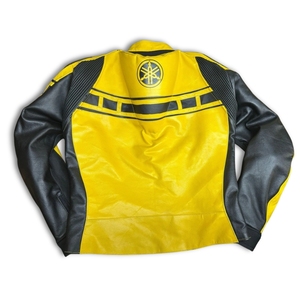 Blouson de moto en cuir jaune pour homme, haute visibilité, imperméable, pour l'hiver, avec protection renforcée, pour la course, vêtement d'extérieur B2B - Product Image 2