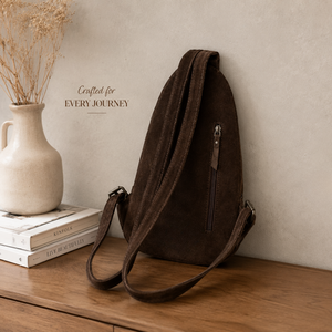 Handcrafted Western <b>Tooled</b> Leather Sling Chest Bag for Women Vintage Floral Crossbody <b>Backpack</b> Premium Suede Everyday Travel - Product Image 4