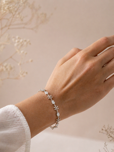 ELVORA GEMS Women's 925 Silver Rhodium Plated Snowflake Diamond Tennis <b>Bracelet</b> Model ELVO27-1 Wedding Jewelry - Product Image 2