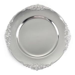 Assiette de Présentation Ronde en Métal Argenté Martelé de Luxe pour Mariages, Fêtes et Traiteur – Vente en Gros - Product Image 5