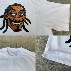 T-shirt court pour homme en jersey 100% coton épais 180g, coupe ample, col en V, imprimé, anti-boulochage, respirant, personnalisé et surdimensionné - Product Image 4