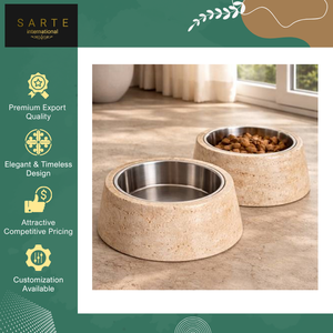 Comederos para Perros y Gatos de Piedra Natural de Travertino Tallada, de Diseño Moderno, Personalizables, Ecológicos, Duraderos y de Calidad Premium - Product Image 4
