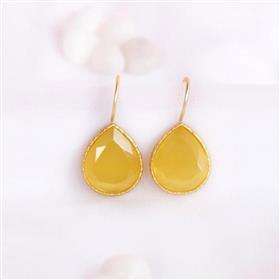 YELLOW MONALISA PEAR SHAPE GEMSTONE 925 STERLING <b>SILVER</b> <b>DANGLE</b> <b>EARRINGS</b> YELLOW MONALISA GEMSTONE <b>EARRINGS</b> WITH TRENDY DESIGN - Product Image 6
