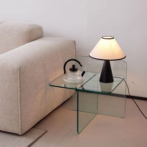 Small Tempered <b>Clear</b> Glass Night Stand Tea <b>Table</b> Coffee <b>Table</b>-Durable and Elegant SideTable - Product Image 3