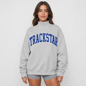 เสื้อสเวตเชิ้ตคอเต่าสีเทาเฮเธอร์ปักลายตัวอักษรสำหรับผู้หญิง รุ่น TSI-MN-033 ผ้าฟลีซปักลายตามสั่ง - Product Image 1