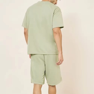 Conjunto de Verano Personalizado de 2 Piezas, Camiseta y Pantalones Cortos de Algodón Lavado al Ácido, con Parches Bordados, Camiseta Holgada y Pantalones Cortos para Hombre - Product Image 4