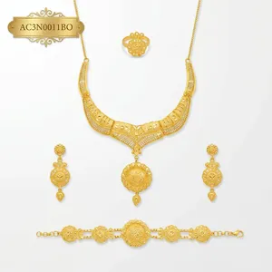Ensemble de colliers à breloques plaqués or vintage de qualité supérieure pour femmes, bijoux de mariage et de fête nigériens - Product Image 2