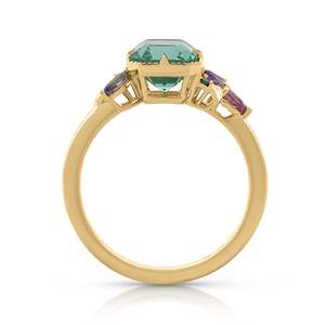 Emerald Cut Zircon Ring Bezel Setting Vintage Style Women's Gemstone Engagement Ring - Product Image 3