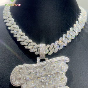 Pendentif Breloque Personnalisé Plaqué Or avec Lettre, Moissanite VVS Baguette, Style Hip Hop Iced Out, pour Fête - Product Image 3