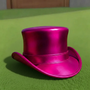 Chapeau haut de forme steampunk rose métallisé fait main de qualité supérieure, style chapeau de fabricant de chapeaux victorien, pour festival et cosplay - Product Image 2