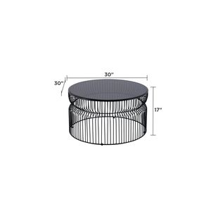 Tavolino da Caffè CT901 Moderno Contemporaneo con Base in Metallo e Piano in Vetro Temperato Colorato da 30 Pollici per Soggiorno - Product Image 2