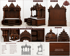 Large Size Teak Wooden Handicraft Temple Designer Modern Detachable Indian High Quality Traditional Pooja <b>Mandir</b> DST Exports USA - Product Image 6