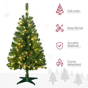Albero di Natale Artificiale Pre-Illuminato con Luci LED Bianche Calde o Colorate, Funzione di Apertura Automatica, Decorazione Festiva con Rami - Product Image 3