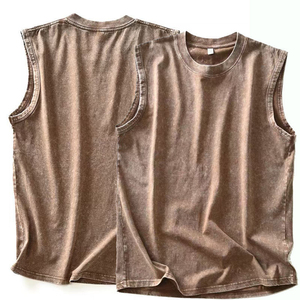 Débardeur de sport personnalisé pour homme, délavé à l'acide, style vintage, sans manches - Product Image 5
