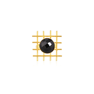 Black Onyx <b>Ring</b> Handmade <b>Adjustable</b> Stylish Brass Jewelry for Women - Product Image 1