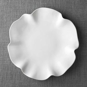 White <b>Porcelain</b> Irregular Serving <b>Plate</b> Under Glazed Modern Design Non-Toxic 100pcs for Hotel Restaurant Party Use - Product Image 1