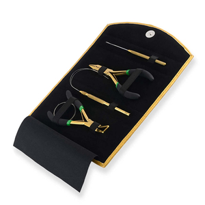 Kit d'outils de luxe pour extensions capillaires dorées, professionnel, 5 pièces, avec pinces de pose de micro-anneaux, extracteurs, crochets de tirage et aiguilles - Product Image 5