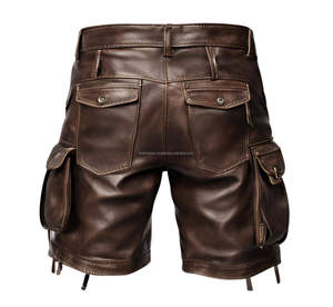 Short en cuir marron de haute qualité non tissé respirant pour hommes, élégant et fonctionnel, pour sorties décontractées, voyage, commande en gros - Product Image 2