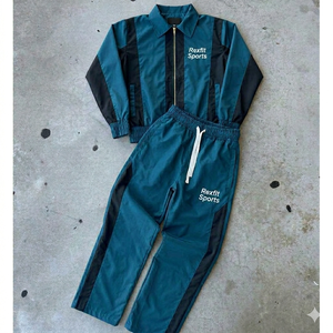 OEM High Quality Custom Patchwork Printed Winter Nylon <b>Tracksuits</b> Wholesale Oversized Windbreaker Zip 2 Piece <b>Tracksuits</b> - Product Image 6