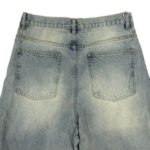 Jean décontracté personnalisable coupe ample jambe large pour homme 100% coton délavé effet neige avec logo avant taille mi-haute - Product Image 4