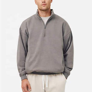 เสื้อสเวตเชิ้ตคอสูงแบบซิป ¼ ตัว สีตามสั่ง ทรงโอเวอร์ไซส์สำหรับผู้ชาย ผ้าฟลีซ ทรงหลวม สวมใส่สบาย สไตล์สตรีทแวร์ เสื้อผ้าพรีเมียม - Product Image 1